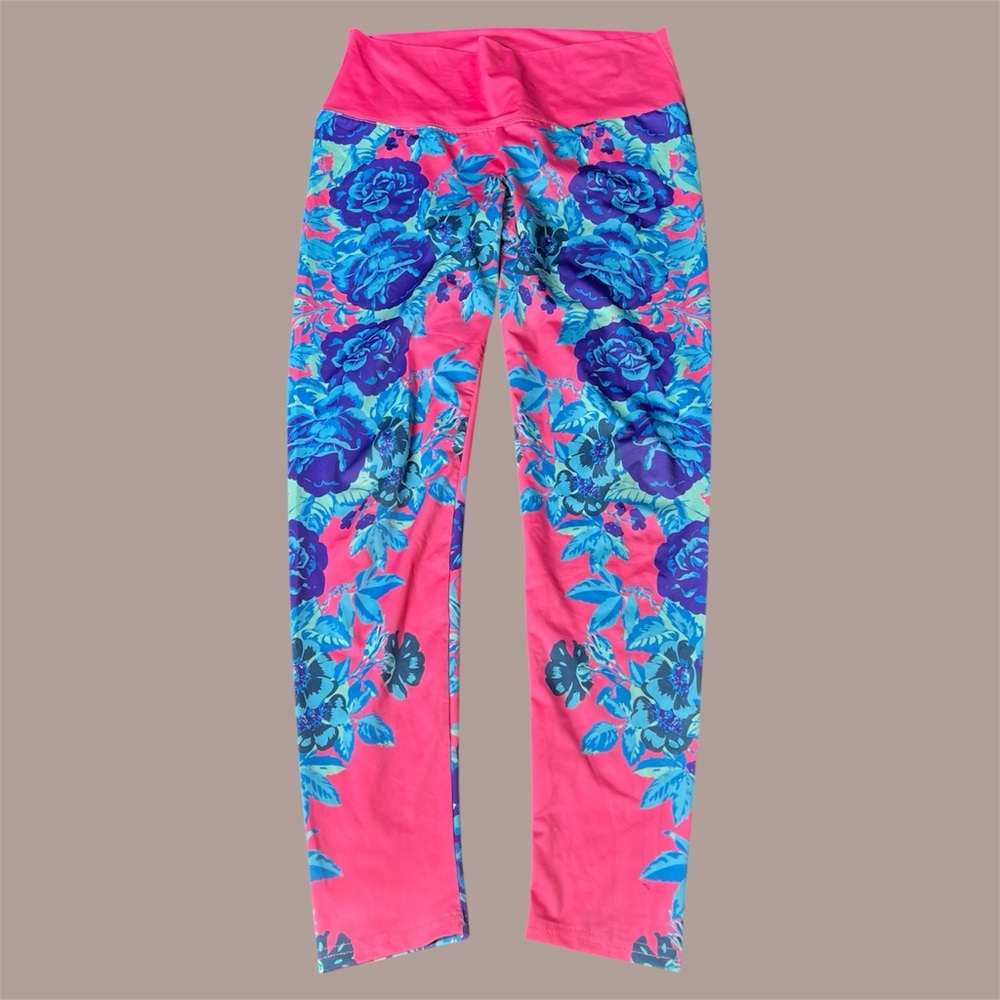 Floral Pink and Blue Leggings
